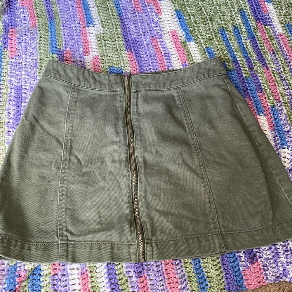 Green Jean Mini Skirt w Zipper